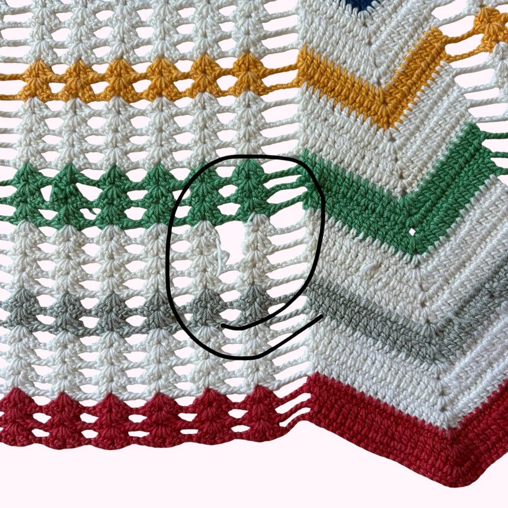 Vintage White Crochet Apron Chevron Stripe